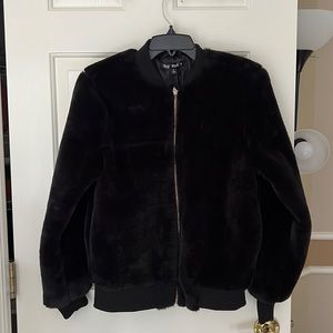Say What? Faux Fur Jacket: Black. Size Small